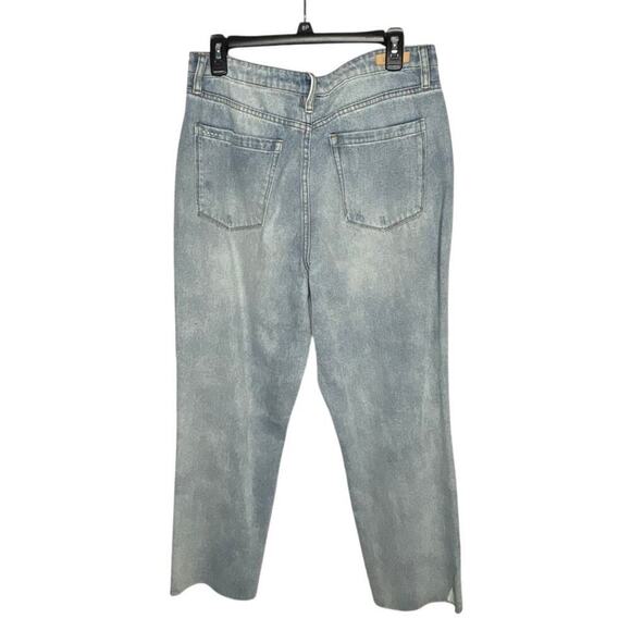 Blank NYC The Madison Crop Raw Hem Light Blue Denim Distressed Jeans Size 31 - Picture 2 of 11